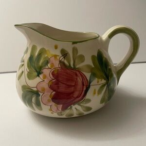 Hand-Painted Floral Ceramic Pitcher Vintage Secla Portugal